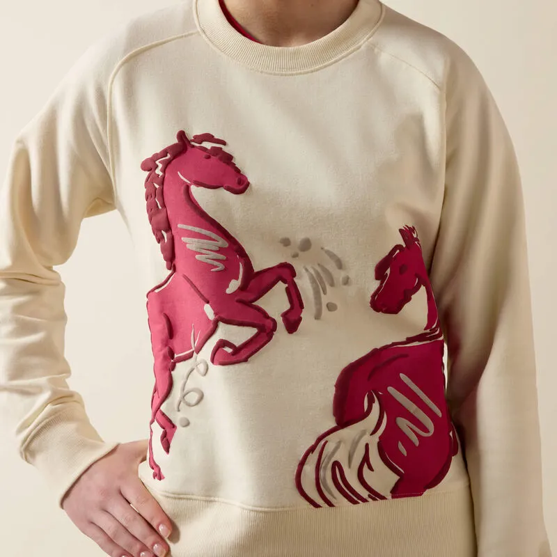 Ariat Youth Martine Sweatshirt Antique White Let's Play-3