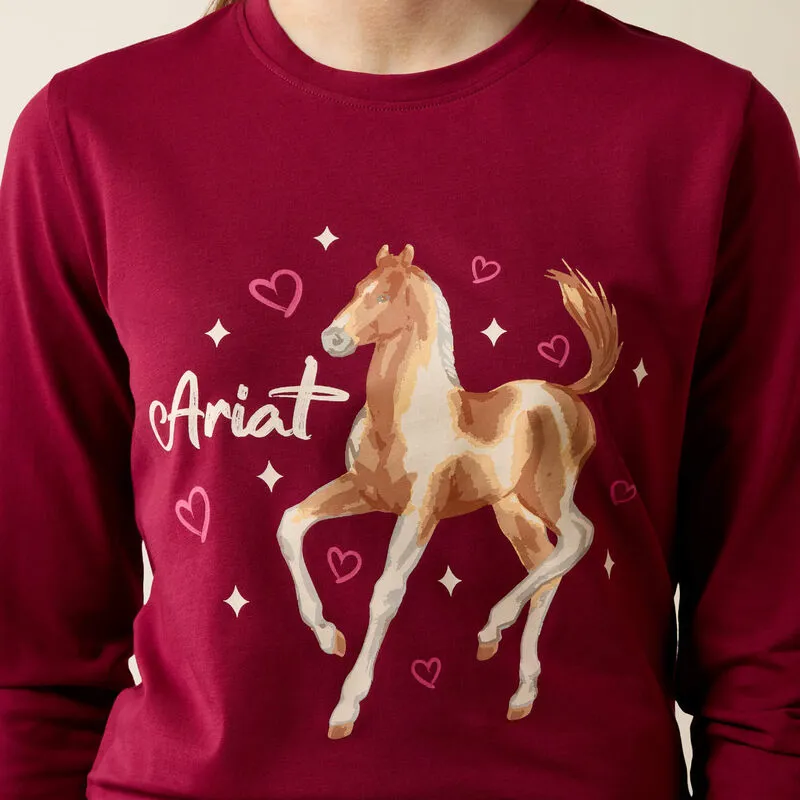 Ariat Youth Painted Dream T-Shirt Beet Red-2
