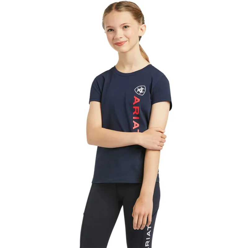 Ariat Youth Short Sleeve Vertical Logo T Shirt Navy