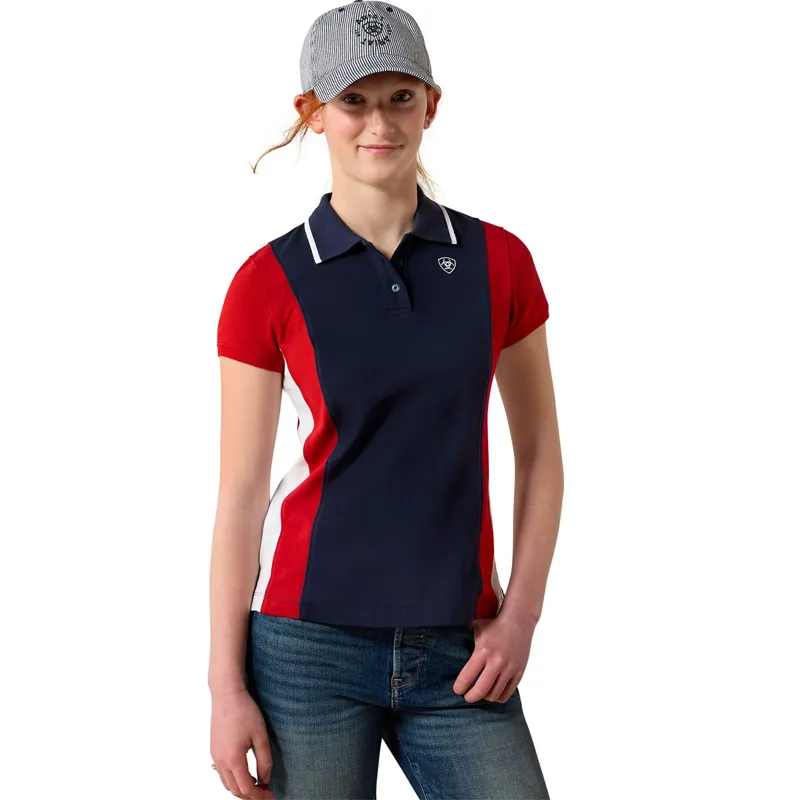 Ariat Youth Taryn Short Sleeve Polo Navy Red