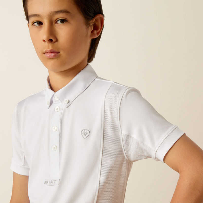 Ariat Youth Tek Short Sleeve Show Shirt White-3