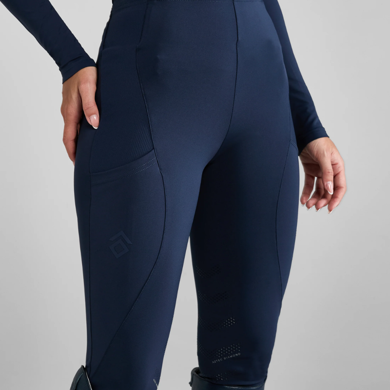 Aztec Diamond Core Leggings Knee Grip Navy-2