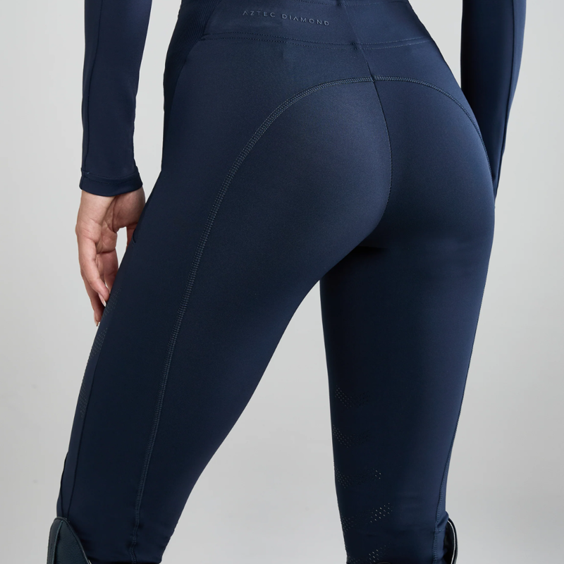 Aztec Diamond Core Leggings Knee Grip Navy-3