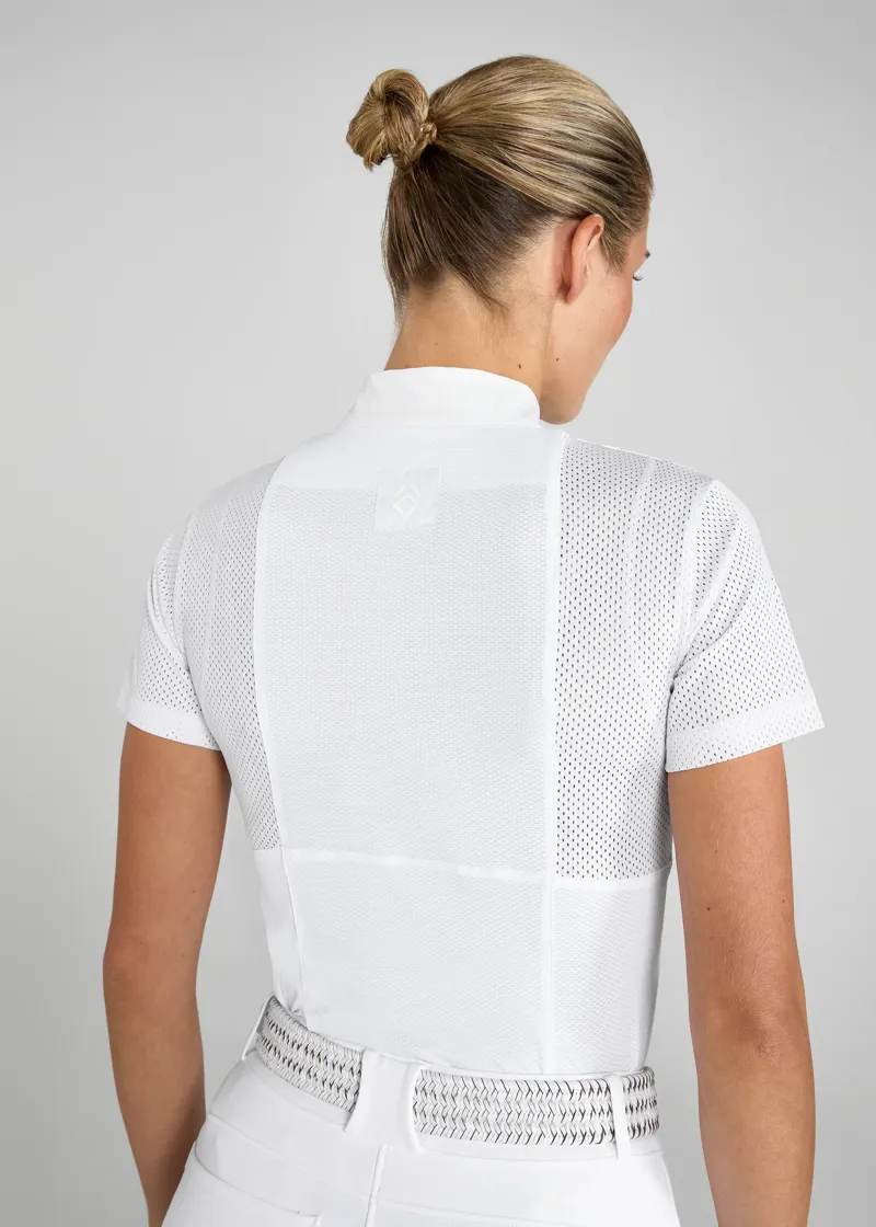 Aztec Diamond Insert Mesh Shirt White-1