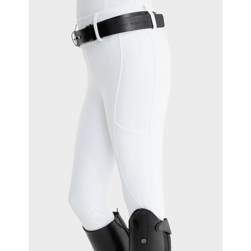 Aztec Diamond Young Rider Full Seat Compression Breeches White-2