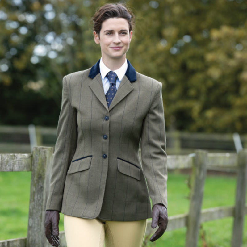 Equetech Bellingham Deluxe Stretch Tweed Riding Jacket in Green-1