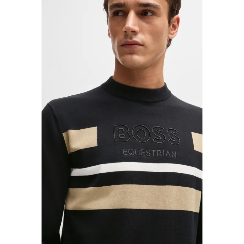 Boss Equestrian Brad Knitwear Logo Jumper Black-2