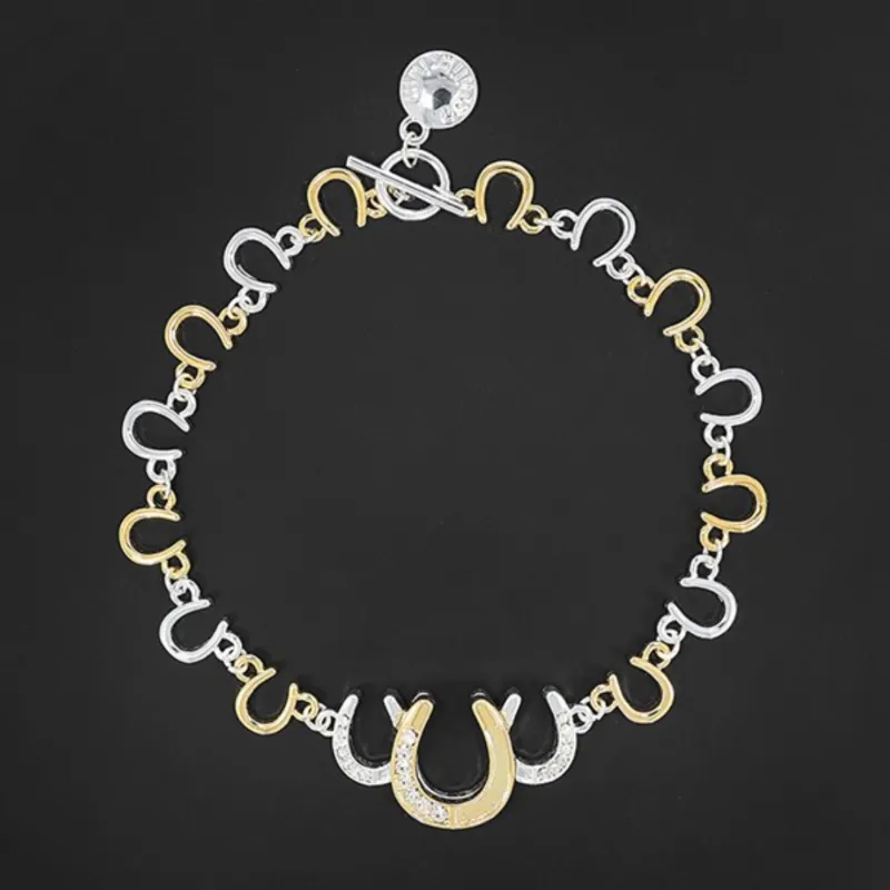 Equestrian Two Tone Horseshoe Bracelet