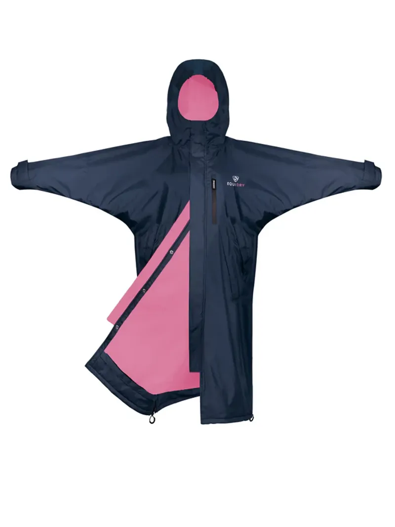 Equidry All Rounder Evolution Thin Fleece with Fleece Hood Navy with Penelope Pink-1