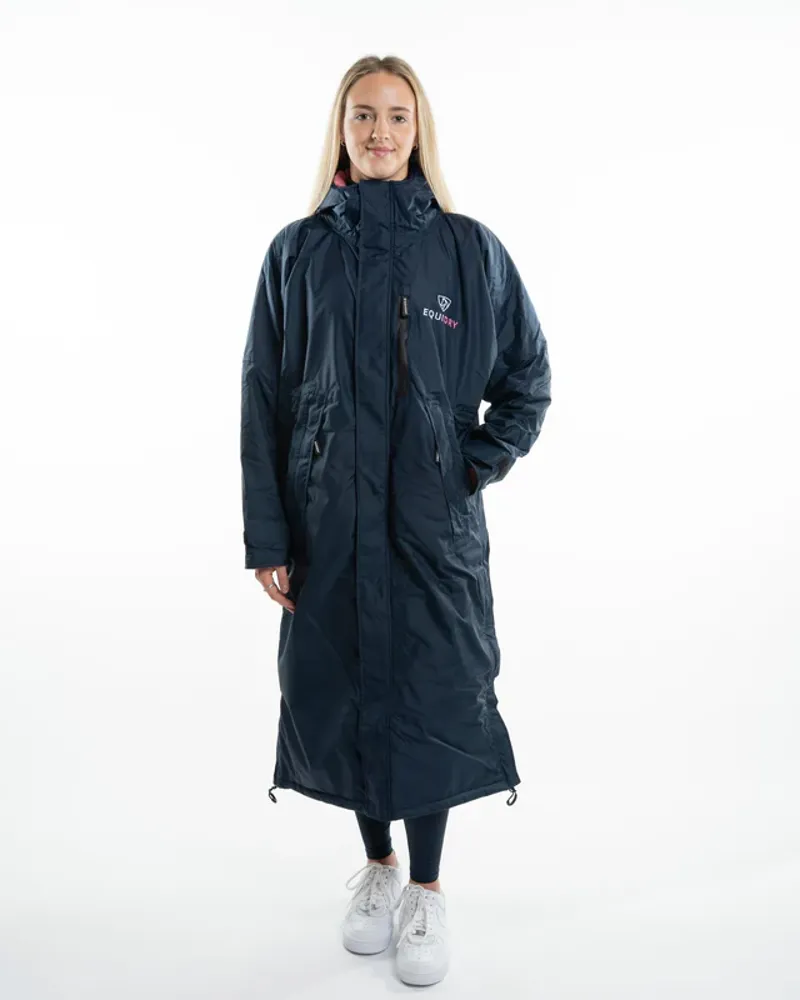 Equidry All Rounder Evolution Thin Fleece with Fleece Hood Navy with Penelope Pink-2