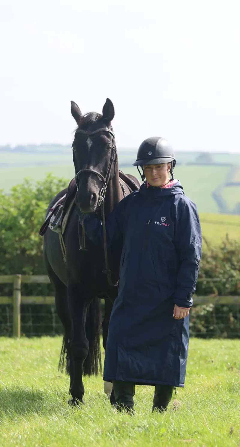 Equidry All Rounder Evolution Thin Fleece with Fleece Hood Navy with Penelope Pink-3