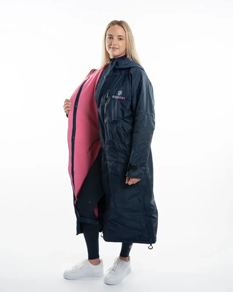 Equidry All Rounder Evolution Thin Fleece with Fleece Hood Navy with Penelope Pink-4