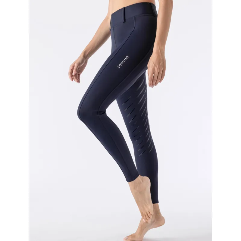Equiline Ladies Carbef Full Grip Leggings Blue-2