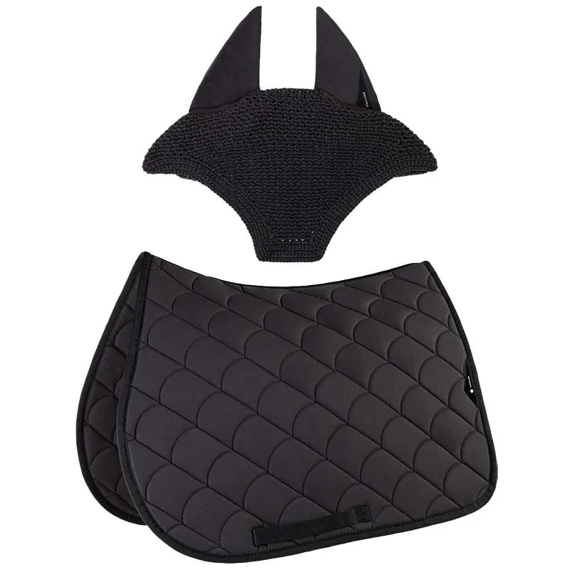Equiline Dressage Saddlepad and Ear Net Set Black