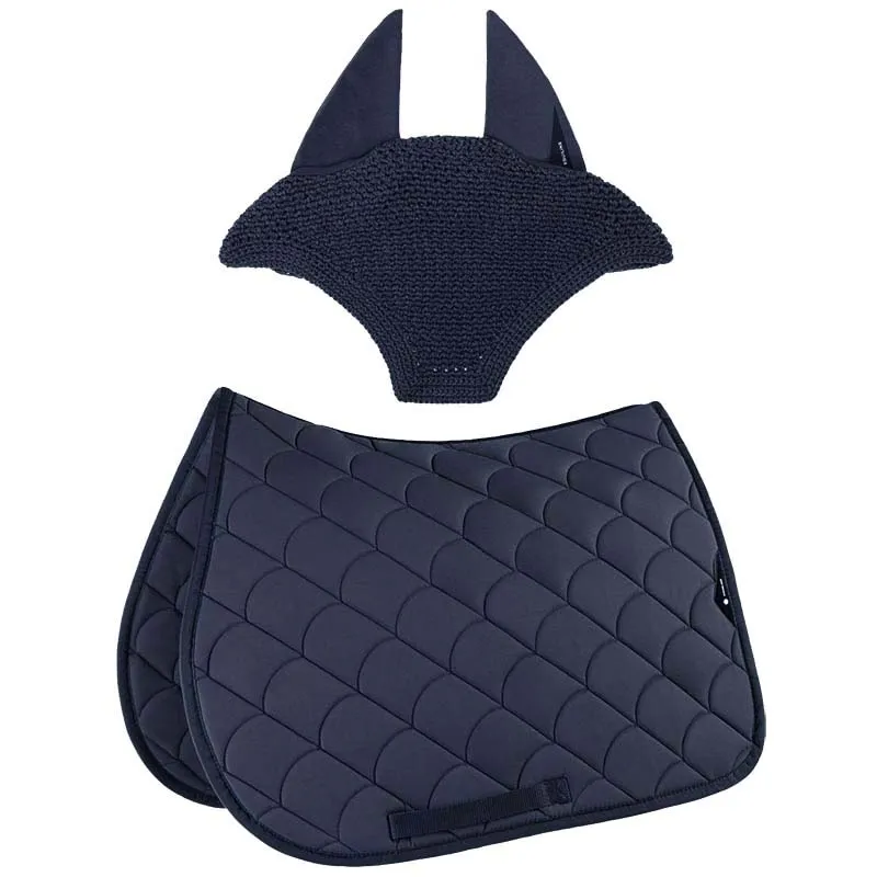 Equiline Saddlepad and Ear Net Set Blue