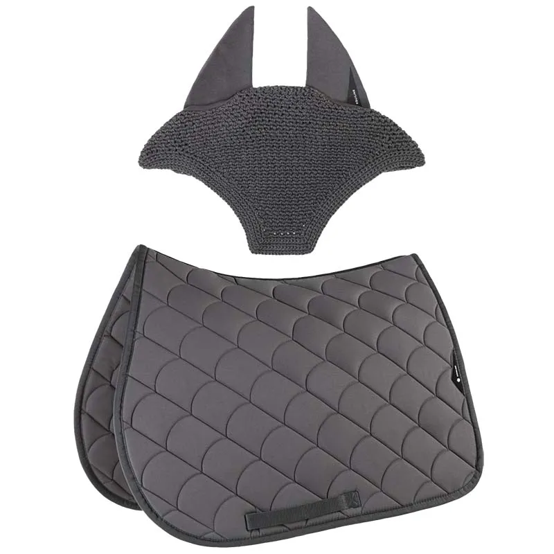 Equiline Saddlepad and Ear Net Set Grey