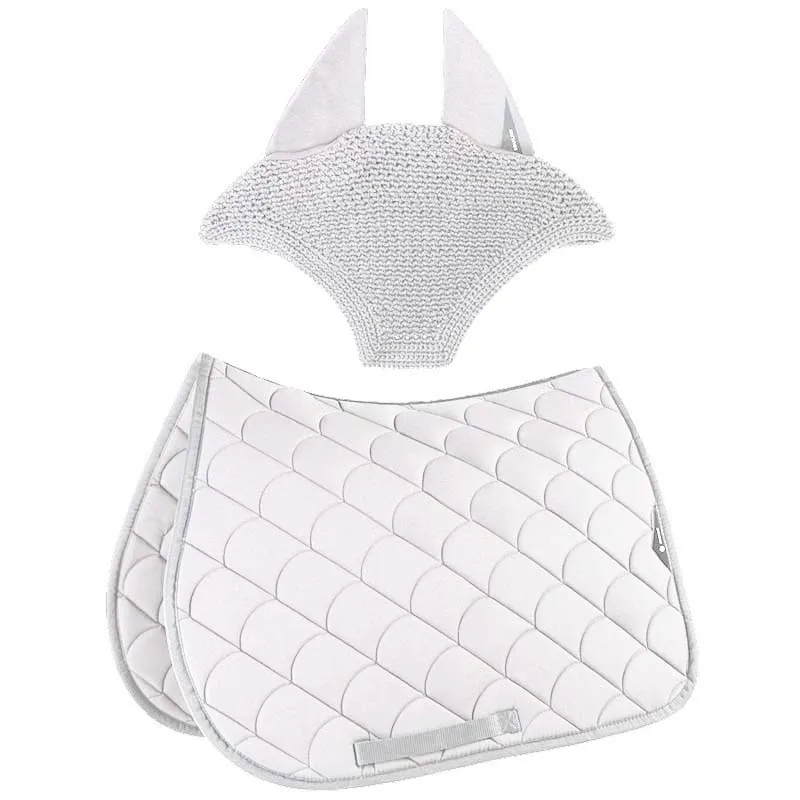 Equiline Dressage Saddlepad and Ear Net Set White