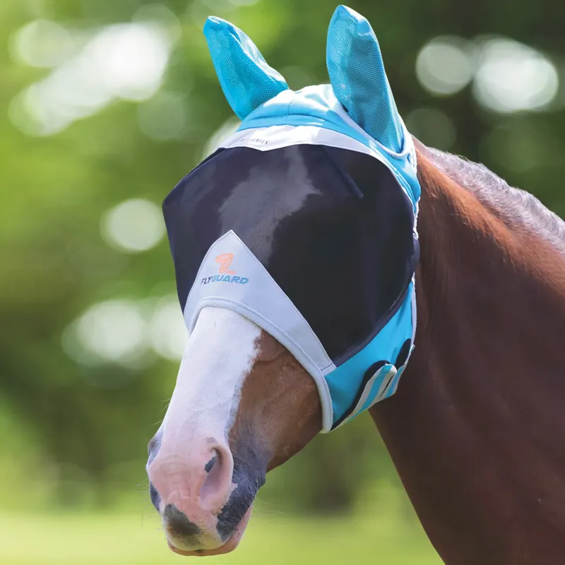 FlyGuard Pro Fine Mesh Fly Mask With Ears Teal