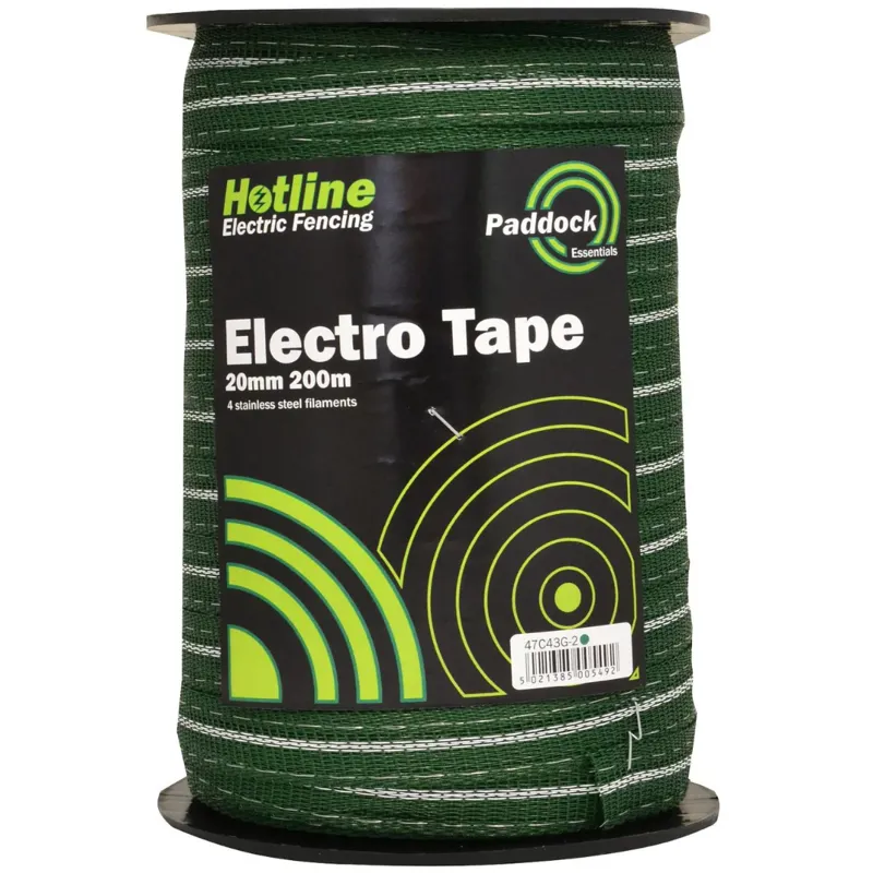 Hotline Paddock Electro Tape 20mm x 200m Green
