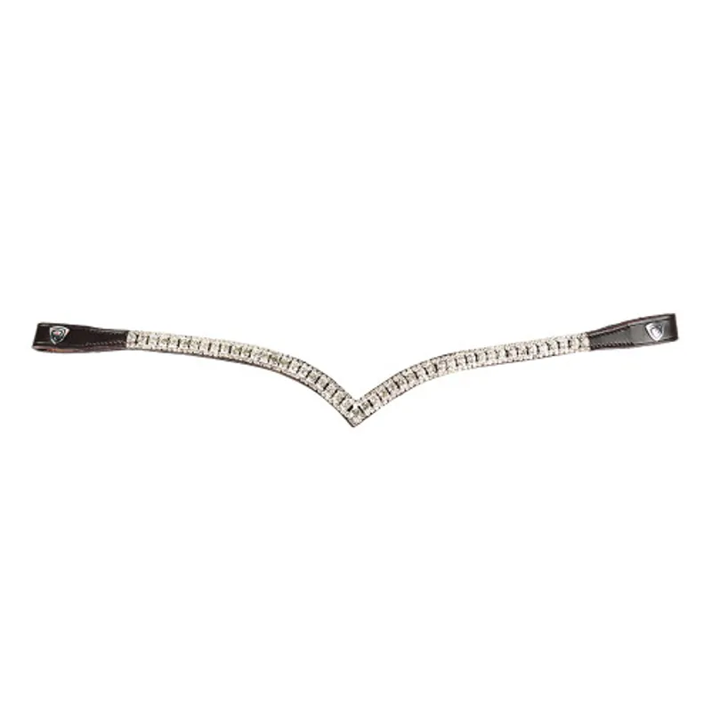 Hy Equestrian ProPresicce Signature V Diamante Browband Brown/Silver