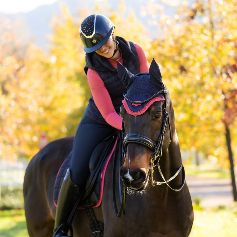 LeMieux Loire Fly Hood Navy/Cranberry-1