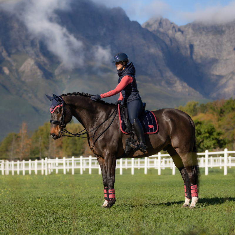 LeMieux Loire Classic Dressage Square Navy/Cranberry-1