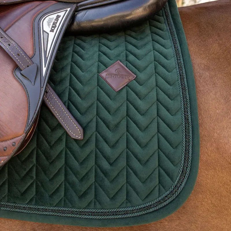 Kentucky Velvet Mini Pearls Saddle Pad Jumping Pine Green-1
