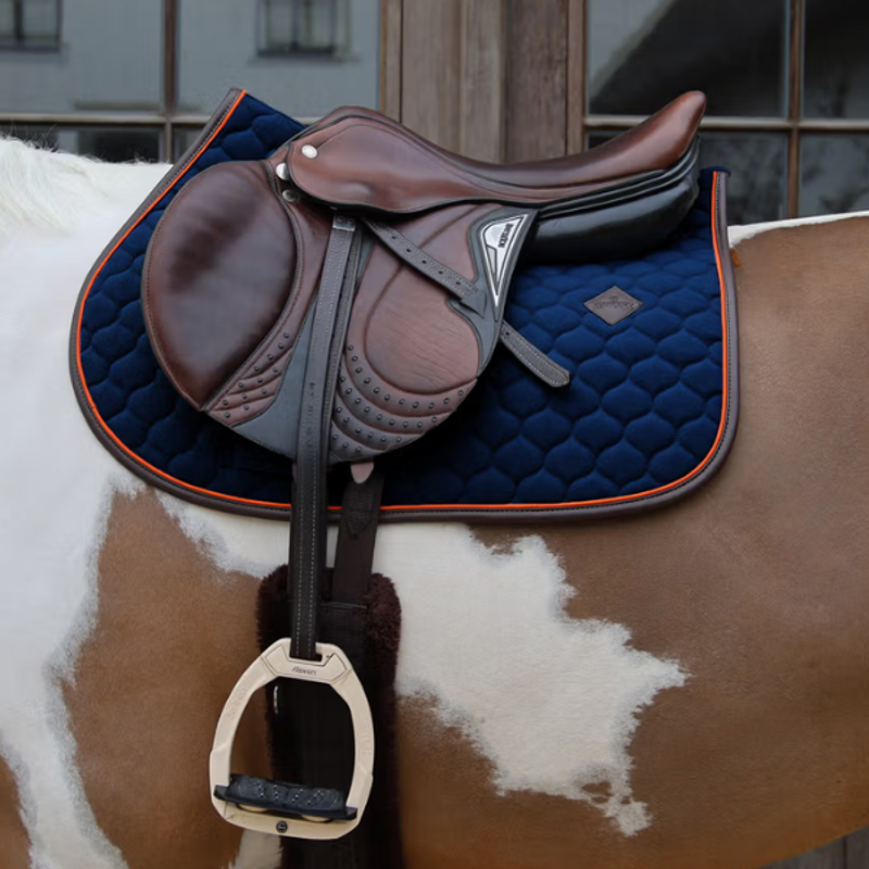 Kentucky Saddle Pad Onion Quilt Neon Leather Jumping Navy-1