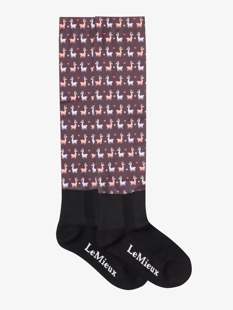 LeMieux Footsie Socks Llamas Damson-1
