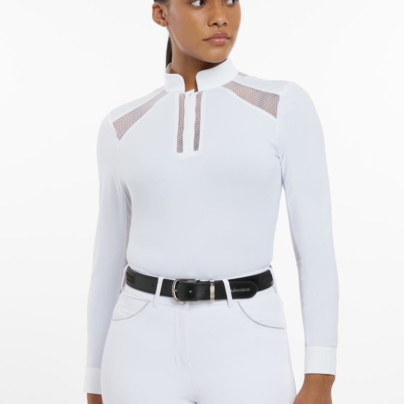 LeMieux Ladies Camille Long Sleeve Show Shirt White-1
