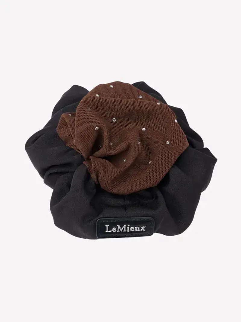 LeMieux Scrunchie with Crystal Hair Net Brown Black