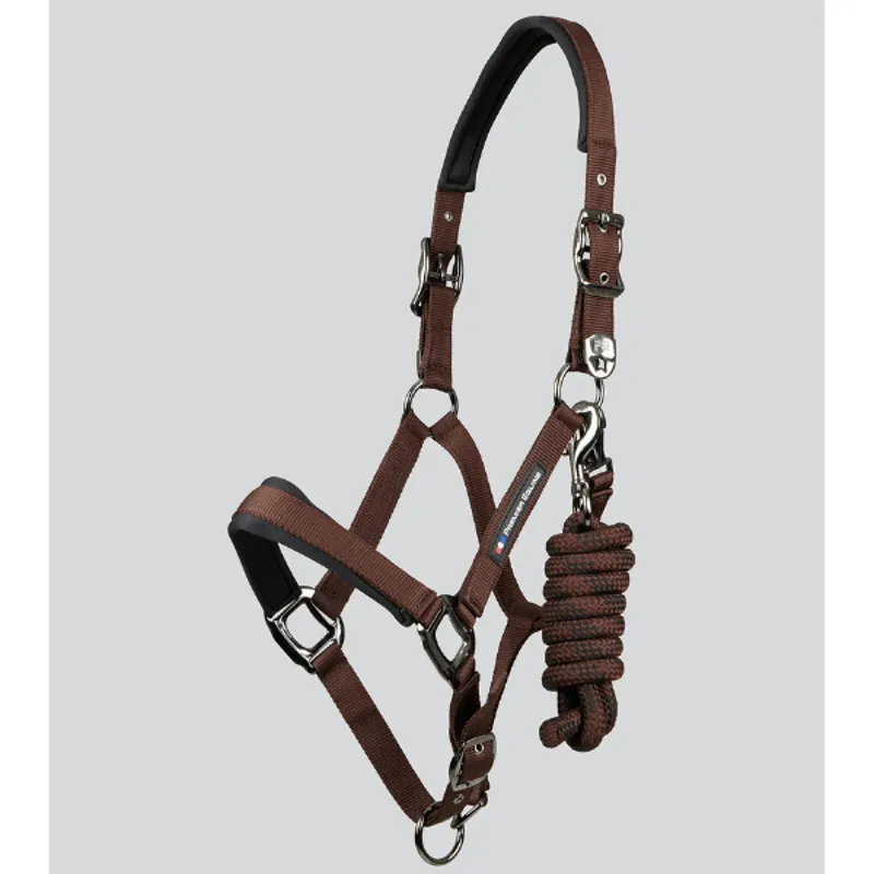 Premier Equine Corda Padded Head Collar with Lead Rope Brown
