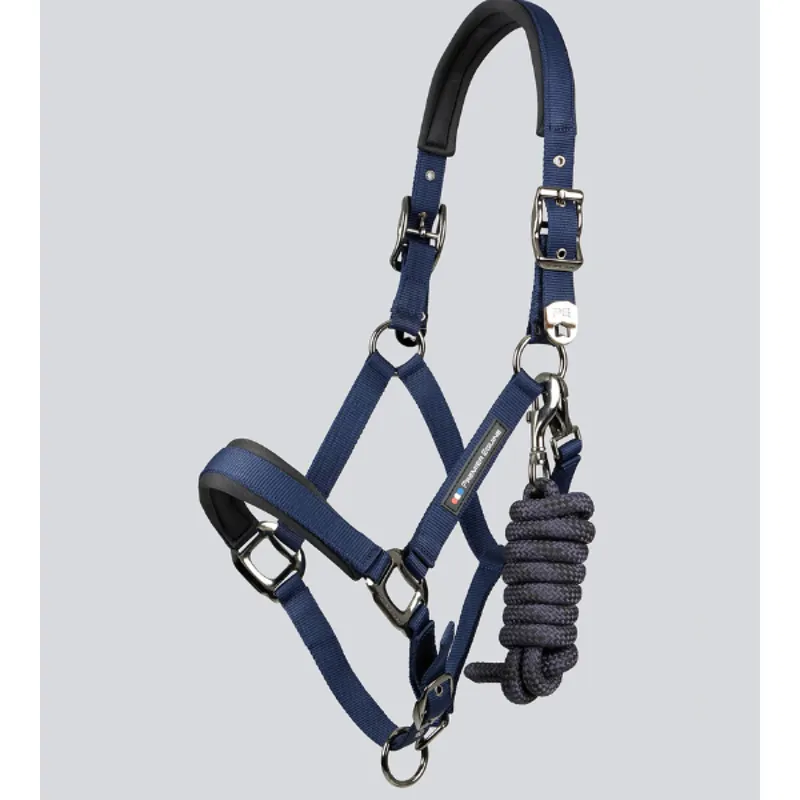 Premier Equine Corda Padded Head Collar with Lead Rope Navy