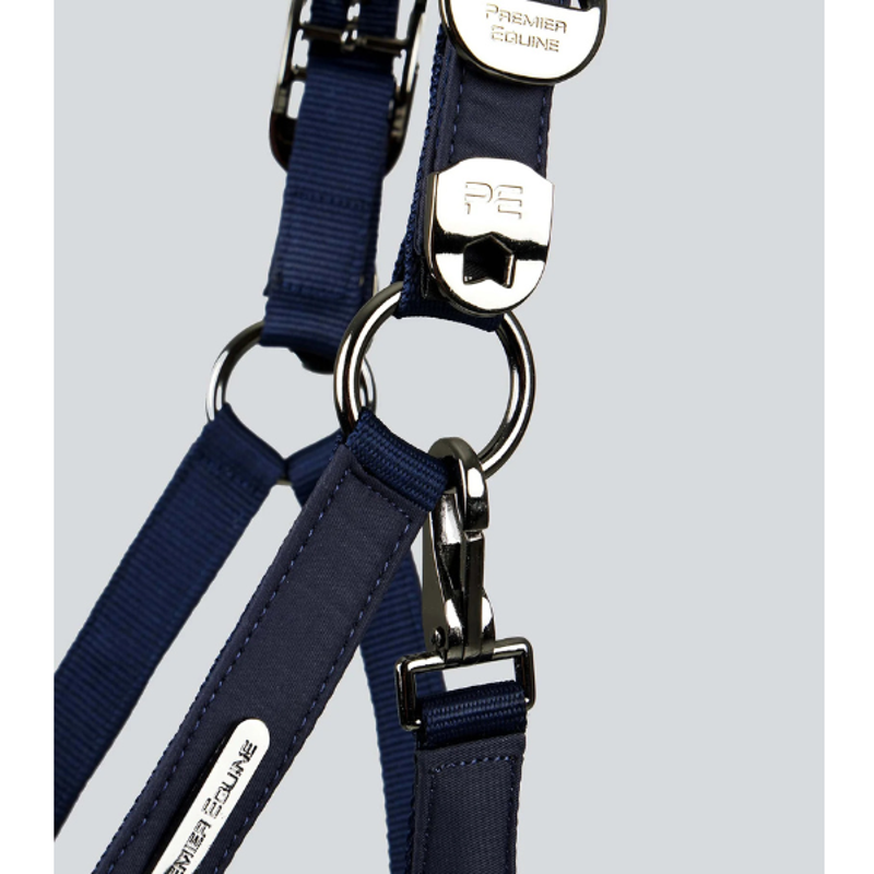 Premier Equine Duco Padded Head Collar with Lead Rope Navy-2