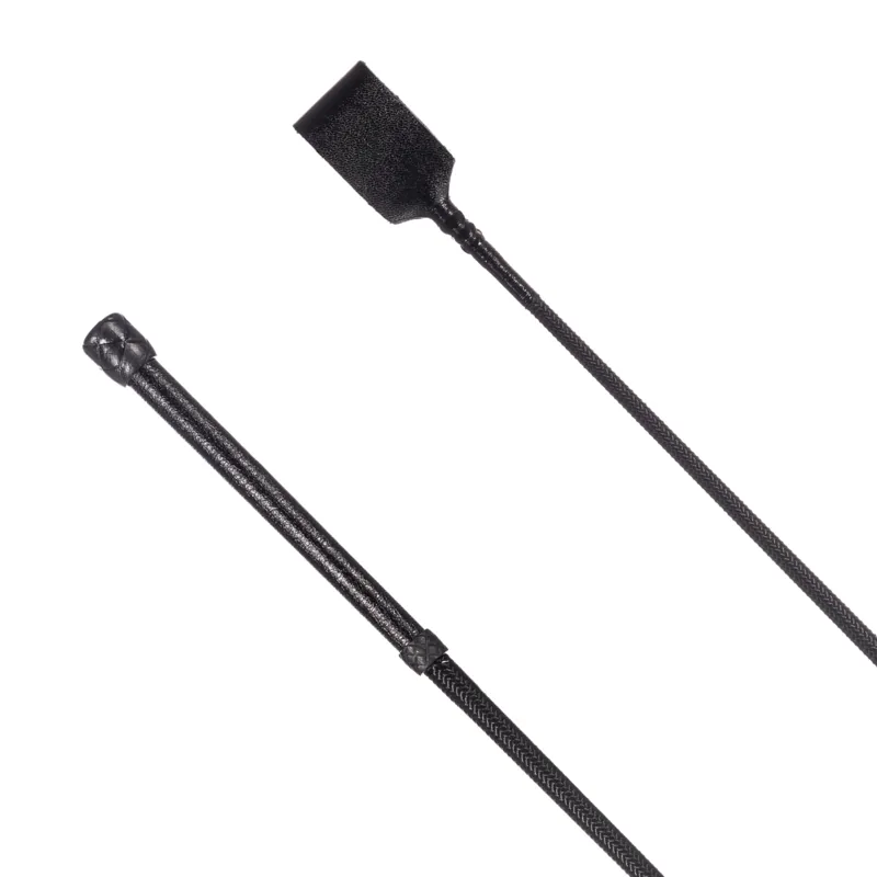 Country Direct Plain Leather Handle Riding Whip Black 66cm