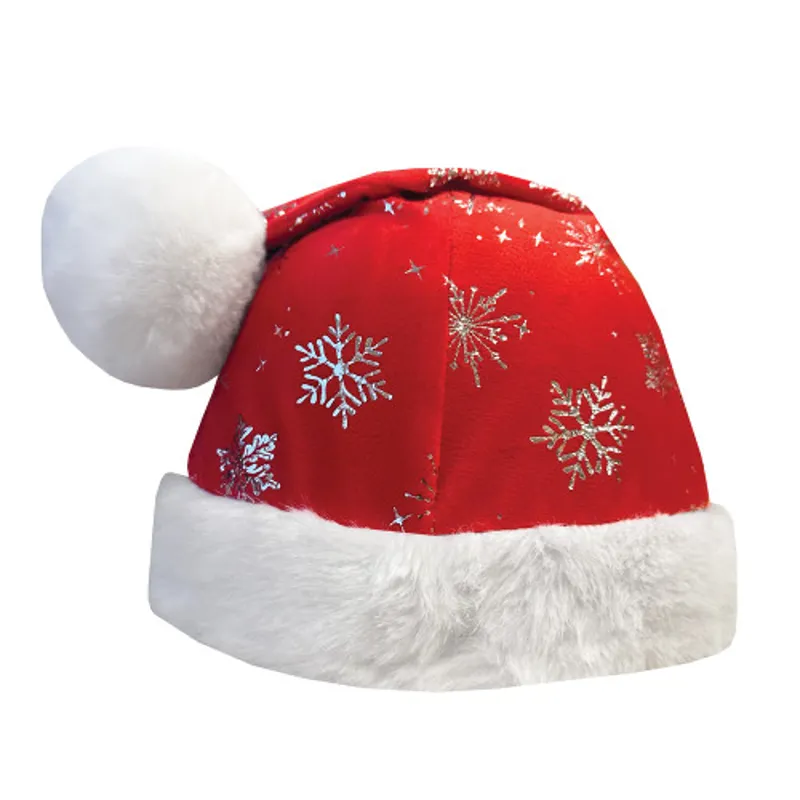 Childs Santa Glitter Snowflake Hat Silk - Red -2