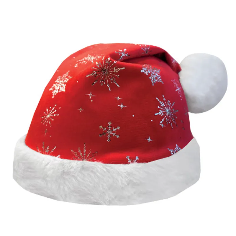 Childs Santa Glitter Snowflake Hat Silk - Red -1