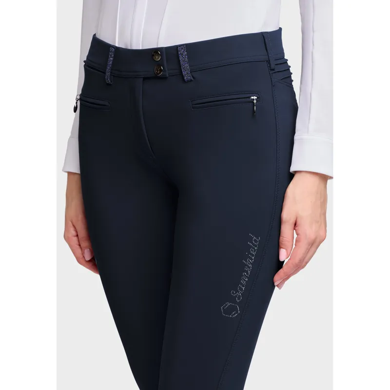 Samshield Diane Crystal Fabric Breeches Full Grip Navy-2