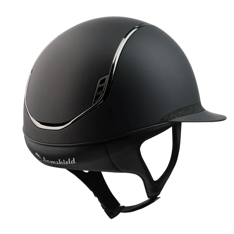 Samshield Miss Shadow Matt 2.0 Black Matt Black Top/ Crystal fabric Black  Frontal Band Chrome Black Trim Crystal Fabric Black Blazon-1