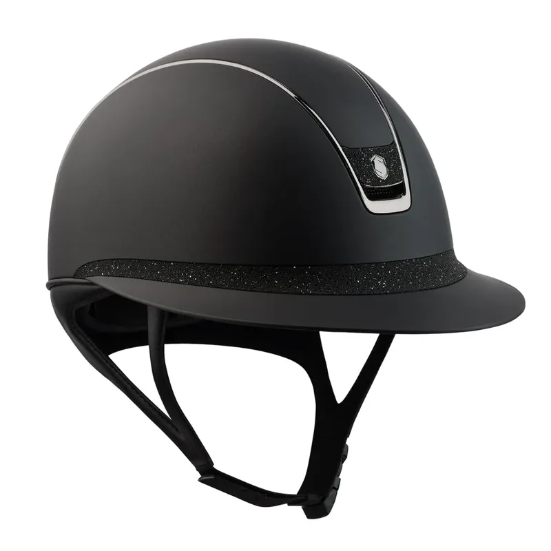 Samshield Miss Shadow Matt 2.0 Black Matt Black Top/ Crystal fabric Black  Frontal Band Chrome Black Trim Crystal Fabric Black Blazon