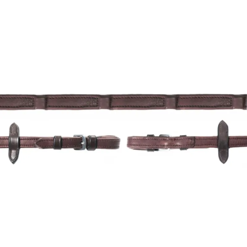 Schockemohle Durasoft Grip Buckle Reins 16mm Dark Brown Silver