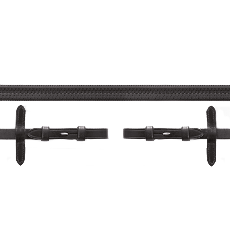 Schockemohle Rubber Reins Hook and Stud Black Silver-1
