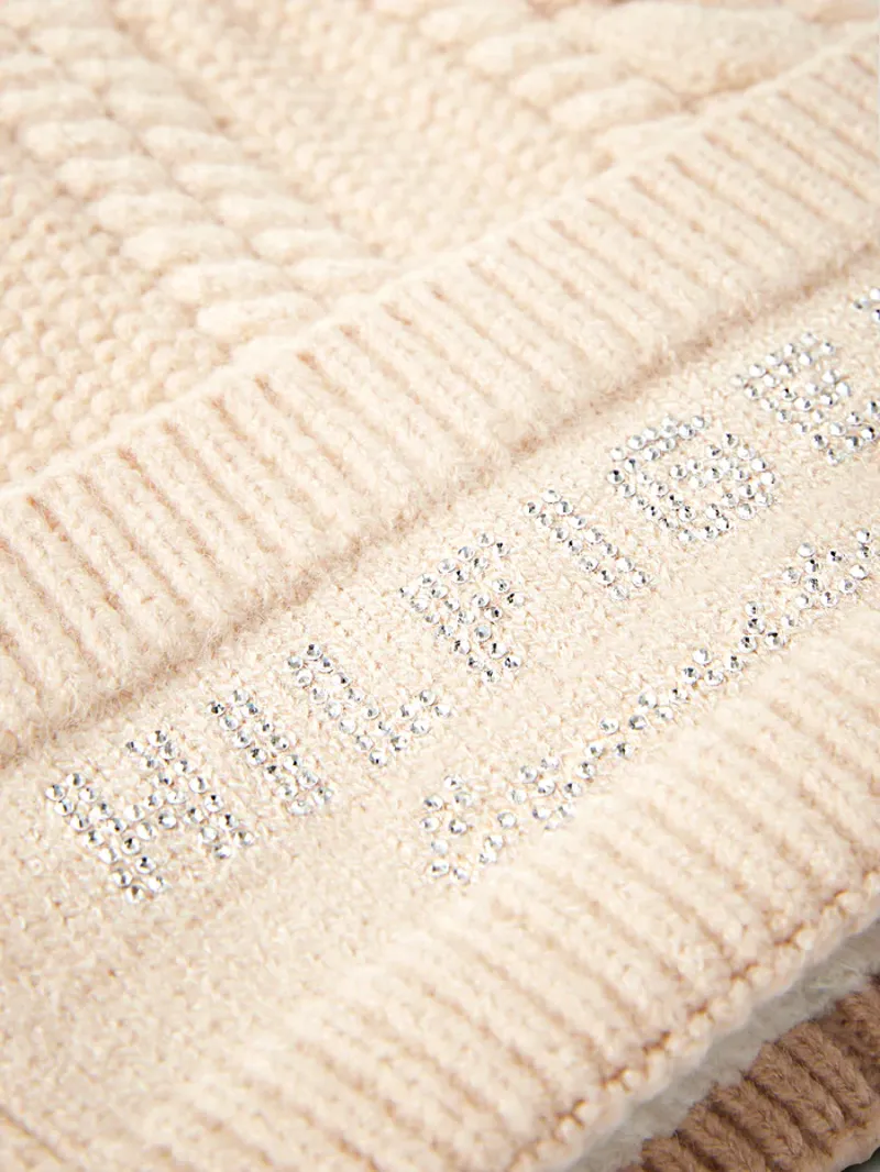 Tommy Equestrian Perry Pompom Beanie Taupe-3