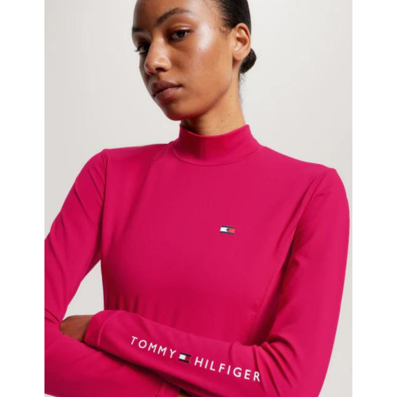 Tommy Hilfiger Ladies High Neck Long Sleeve Baselayer Cherry-2