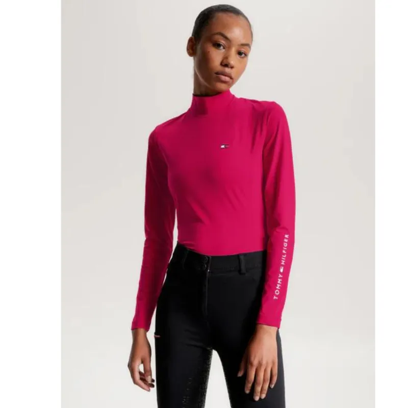 Tommy Hilfiger Ladies High Neck Long Sleeve Baselayer Cherry