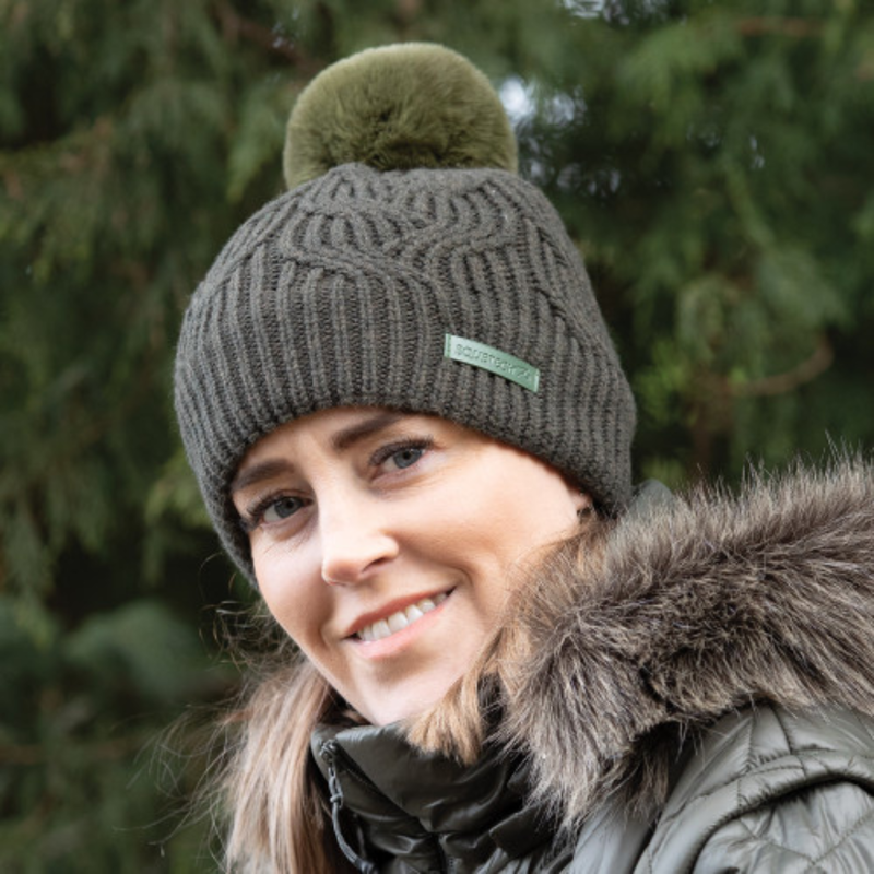 Vortex Pom Waterproof Knit Hat - Khaki one size-1
