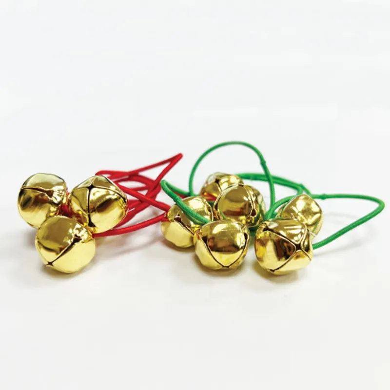 Christmas Sleigh Bells Plaiting Bands -  Red and Green - 10 Pack