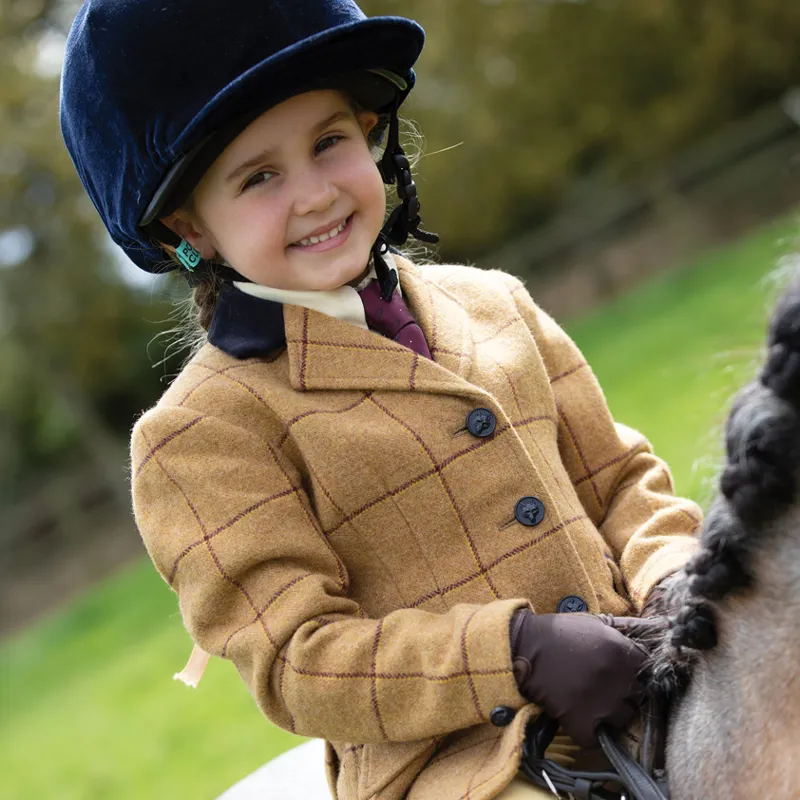 Equetech Childs Wheatley Deluxe Tweed Riding Jacket in Brown-2
