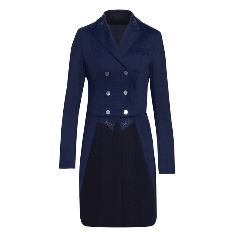 Equetech Premiere Crystal Dressage Tailcoat - Navy/Silver-3