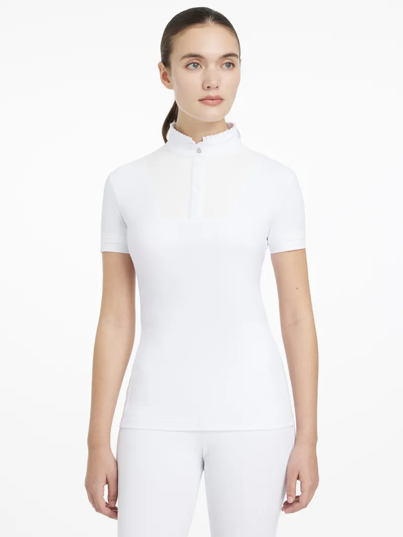 LeMieux Sophia Short Sleeve Pleated Show Shirt White